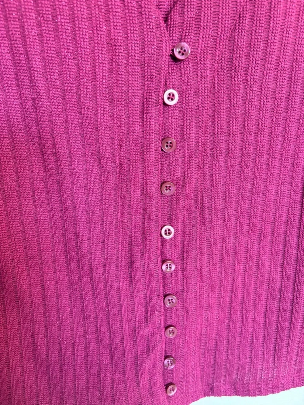 Maeve Deep Berry Ribbed Button-Down Cardigan - Picture 3 of 7